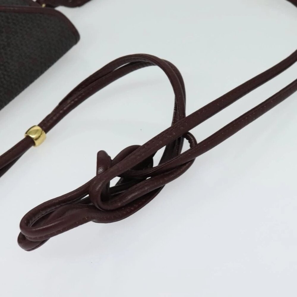 SAINT LAURENT Shoulder Bag Coated Canvas Bordeaux Gold Auth BA4193 - Picture 6 of 16